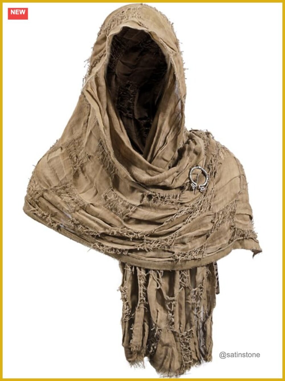 Medieval Hooded Shawl Cowl Cloak Cotton Twill Viking Brooch Costume
